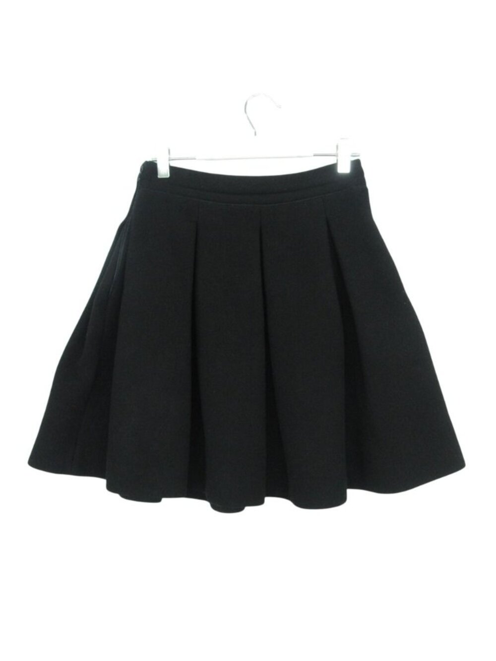 Miu Miu Skirt Flare Tuck Box Pleats Wool Black - Picture 1 of 7